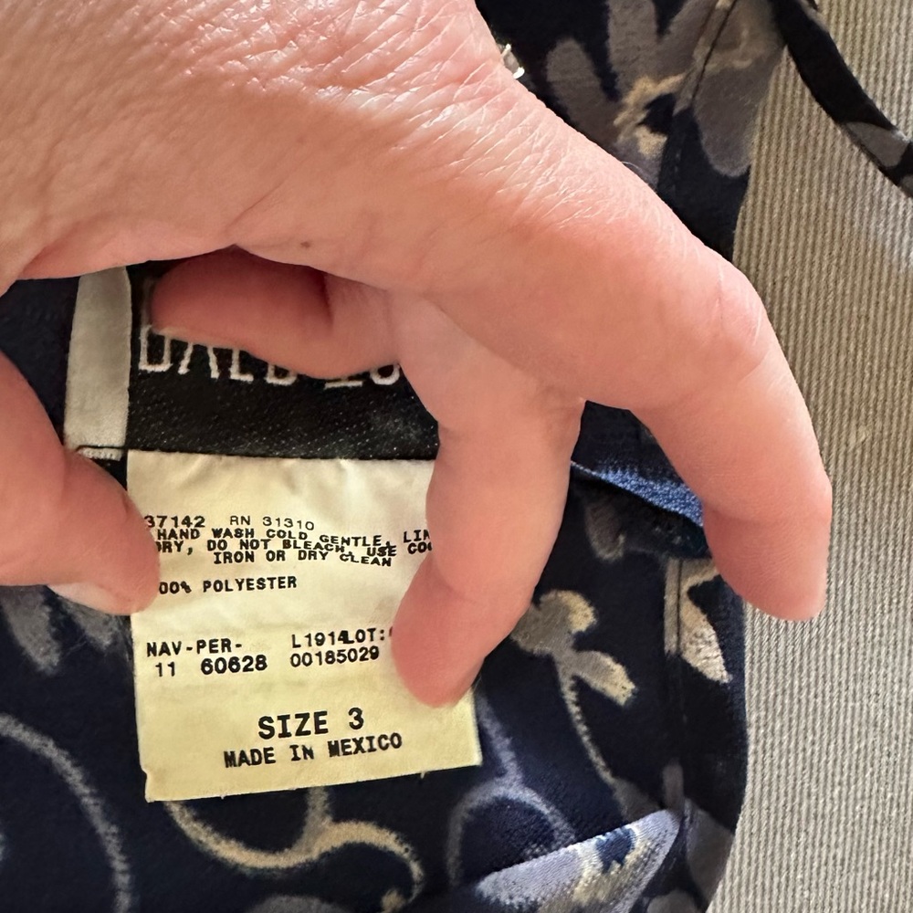 Iz Byer Navy Floral Midi Dress size 3 1990’s vintage zipper back. Excellent - Picture 7 of 11